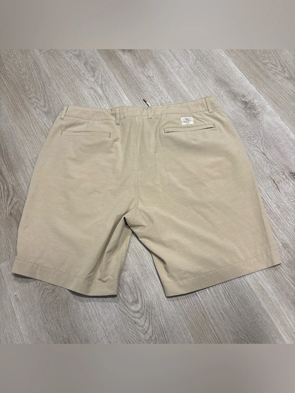 Faherty All Day Shorts Mens 38 Tan Drawstring Chino 9” Inseam Stretch Casual